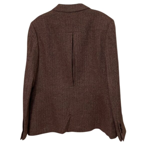 SOLD Brooks Brothers Brown Herringbone Tweed Wool Blazer Womens Size 12 - Picture 6 of 13